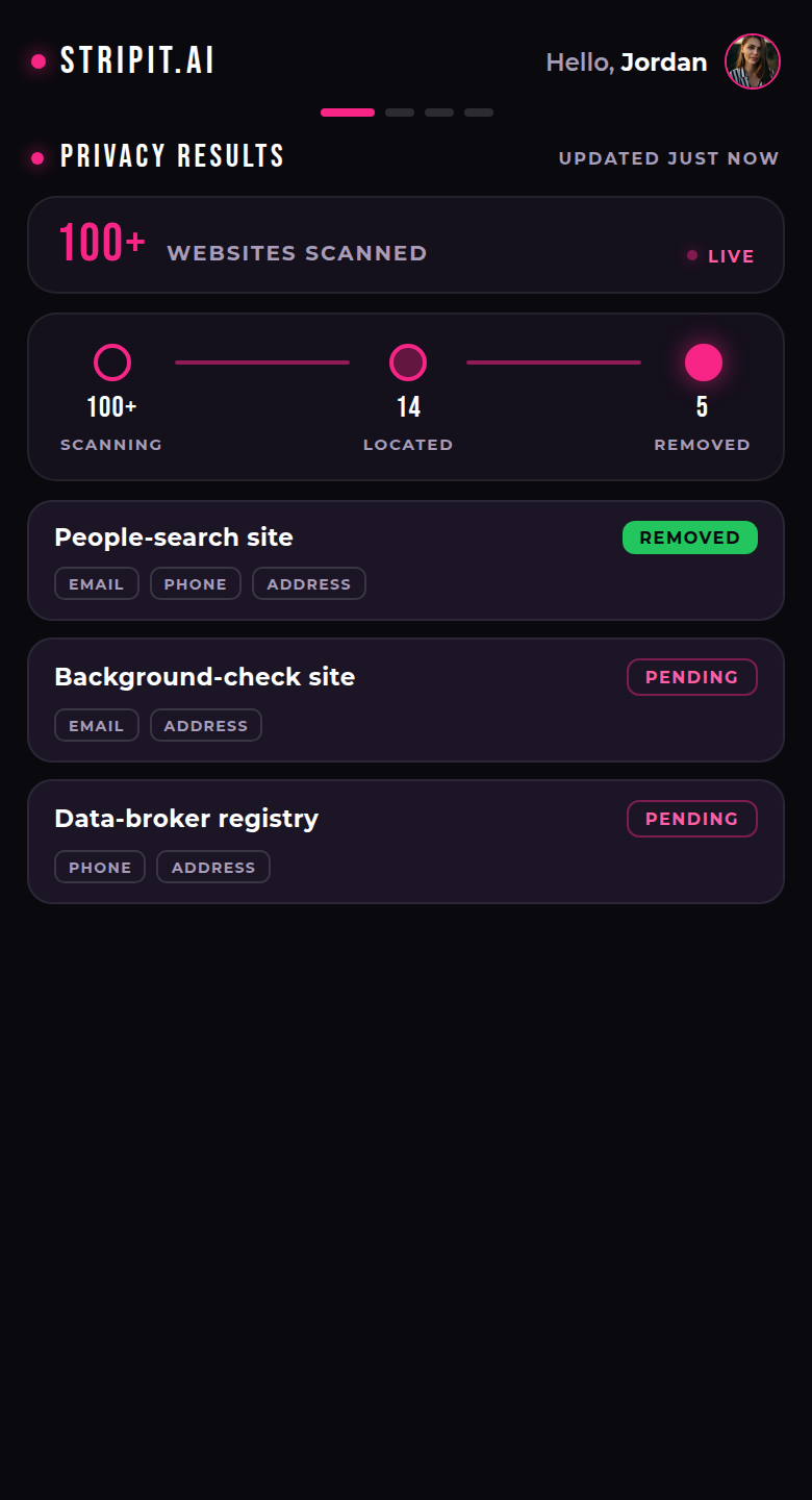 STRIPIT dashboard preview